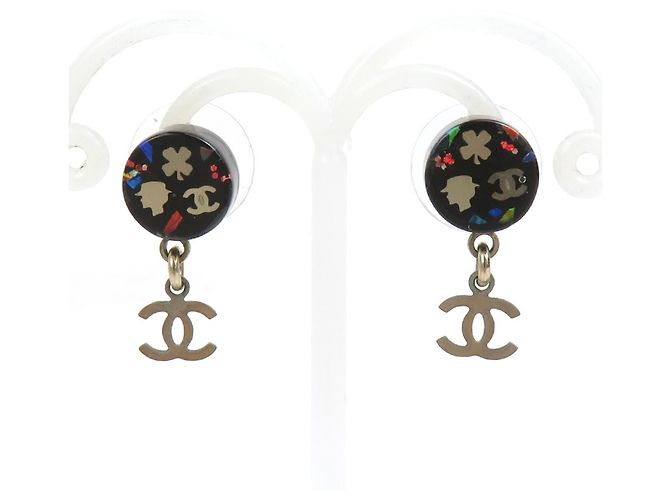 Orecchini Chanel in argento nero e argento 