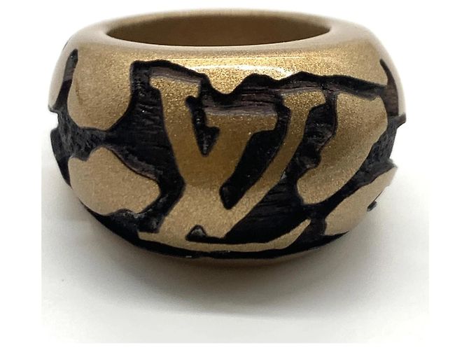 Bague Leo Monogram en Bois Louis Vuitton Métallisé