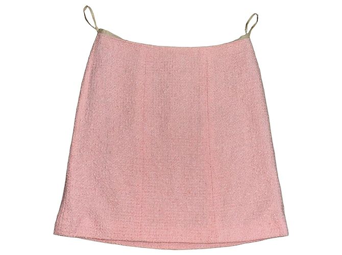 Saia de tweed Chanel rosa Barbie Bege