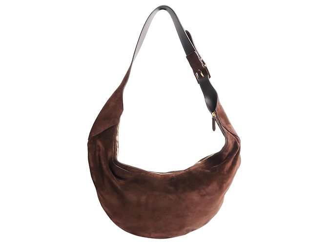 Khaite Sac à épaule en daim marron