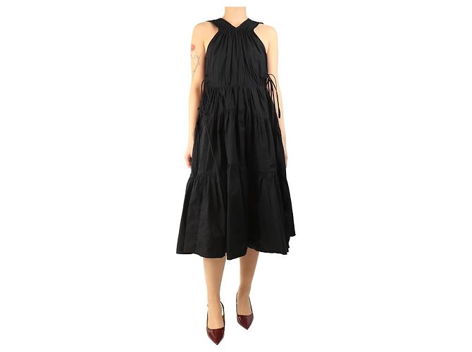 Proenza Schouler Schwarzes Libby Popeline-Kleid - Größe UK 8