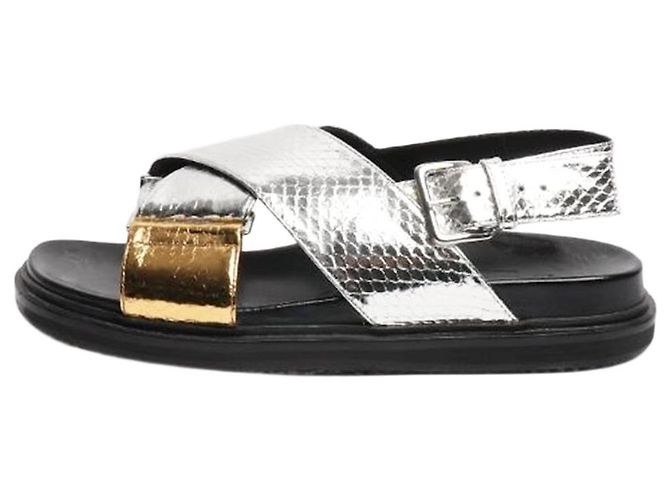 Marni Silver metallic cross strap sandals - size EU 40 Silvery