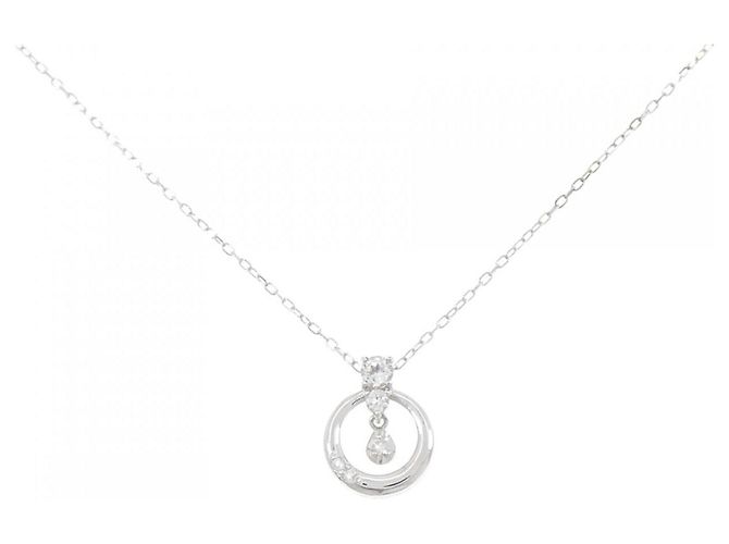 Autre Marque Collar de oro blanco K10 con topacio blanco y diamante Plata