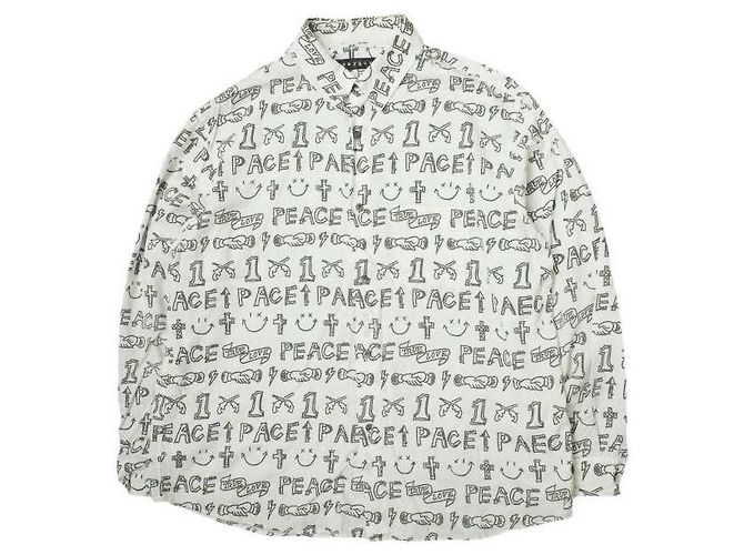 Autre Marque Rayon-Polyester-Hemd mit Graffiti-Druck von roarguns Weiß