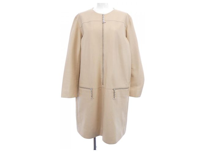 Hermès Vestido de cuero Hermes Beige