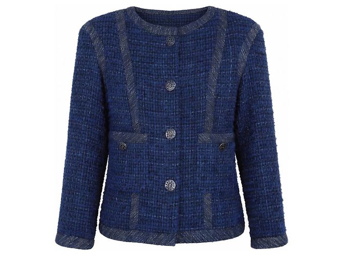 Increíble chaqueta de pasarela Chanel Azul