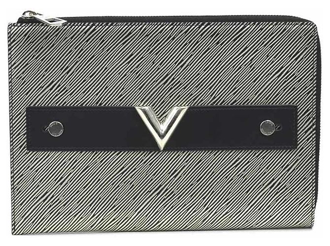 Pochette en cuir Epi Louis Vuitton Noir Argenté