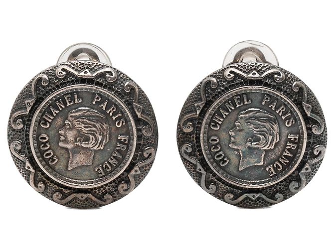Orecchini a clip in ottone placcato argento Chanel