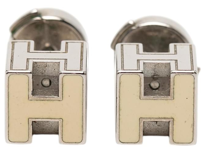 Hermès Silver Palladium Plated Cage D H Cube Earrings Silvery 