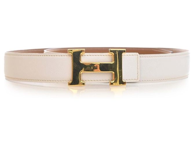 Cinto reversível Hermès Constance H em Epsom branco