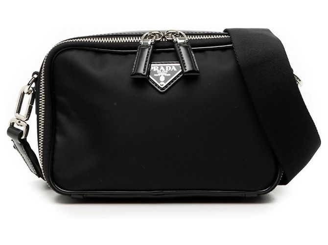 Bolsa de ombro RE-Nylon com logo triangular Prada Preto