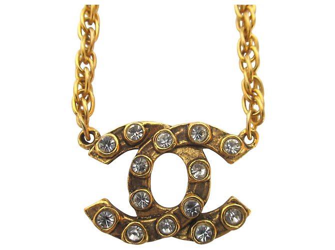 Collana a catena con strass Chanel Coco Mark D'oro