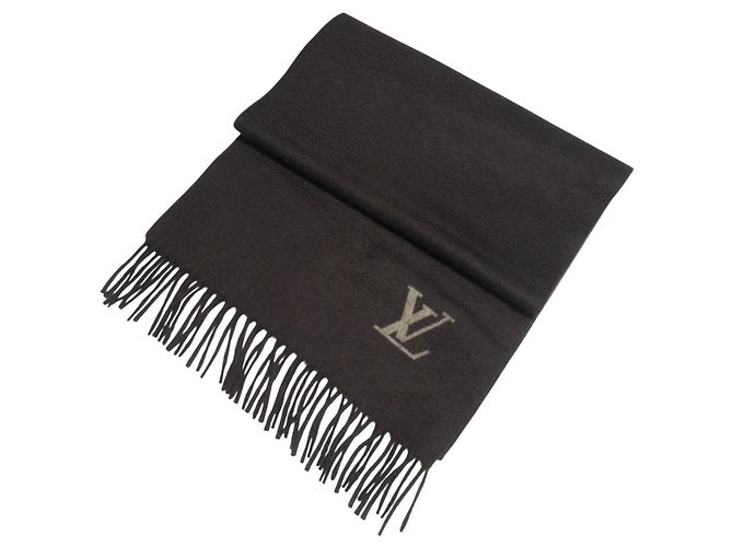 Sciarpa in cashmere marrone con frange Louis Vuitton