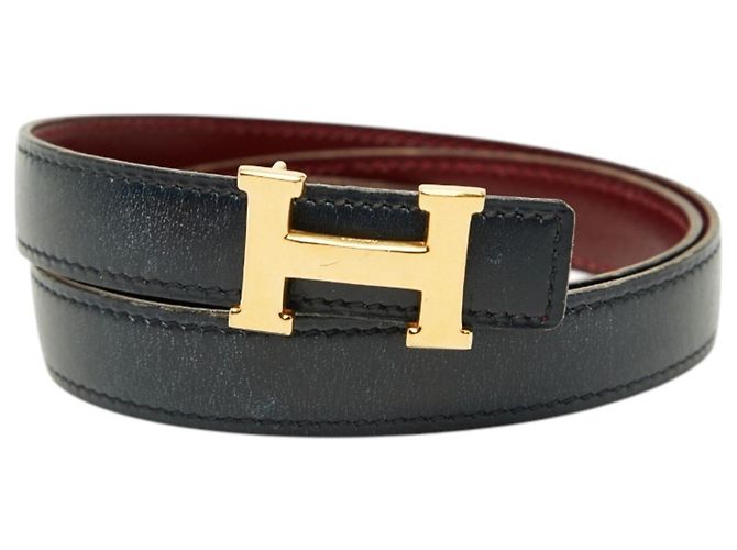 Cinturón reversible Hermès Roja Azul marino 