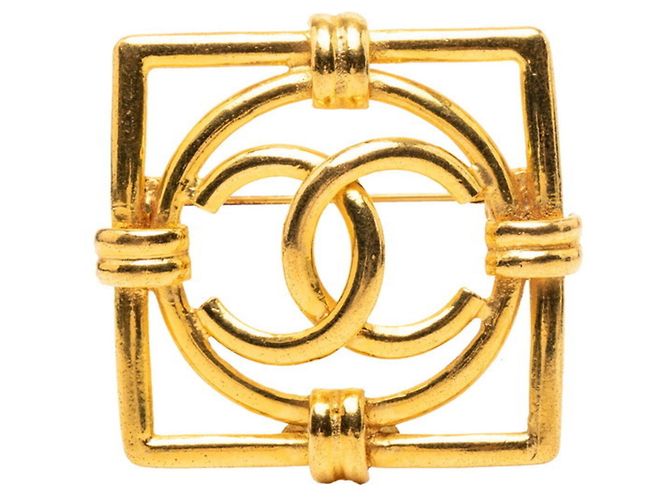 Timeless Spilla quadrata vintage Coco Mark di Chanel D'oro