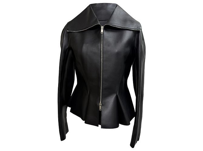 Givenchy Peplum Jacket in Black Leather