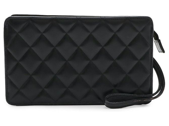 Pochete Matelassée Coco Mark em Couro Chanel Preto