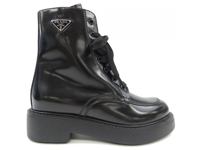 Prada 1T647N Brushed Leather Boots Black