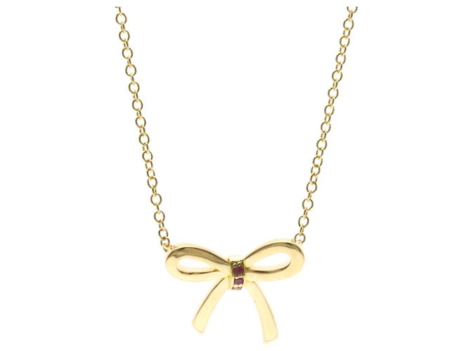 Tiffany & Co Collar Tiffany Bow de zafiro rosa Dorado