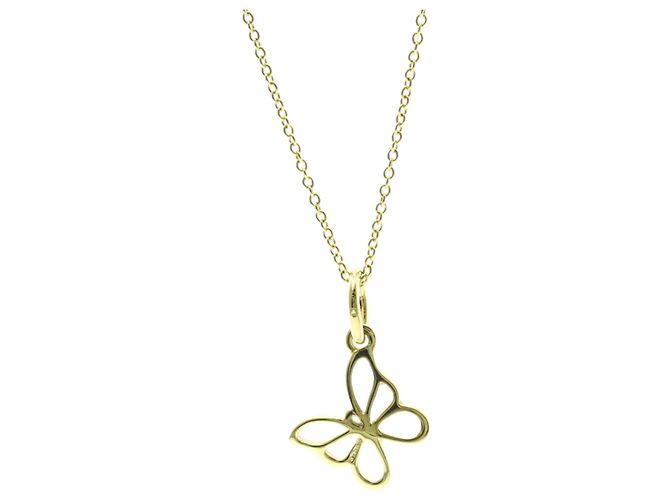 Tiffany & Co Tiffany 18K Gelbgold Schmetterling Anhänger Halskette Golden
