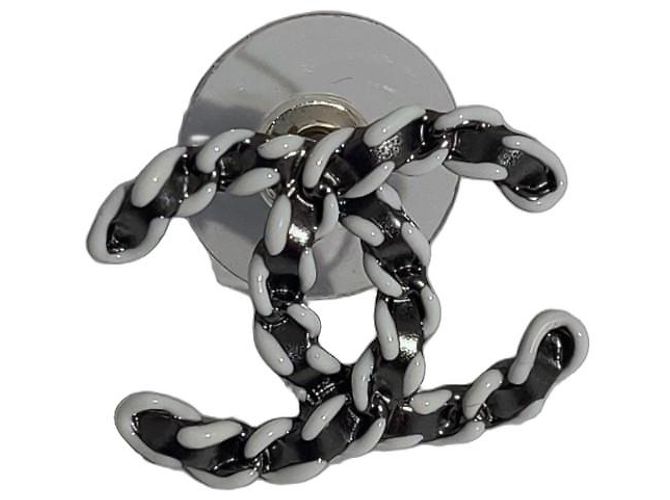 Verschlungene Silber CC Ohrringe von Chanel