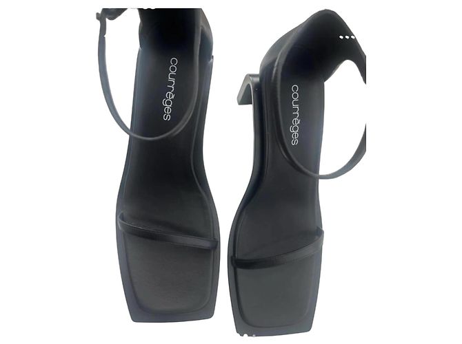 Courreges Black Leather Sandals