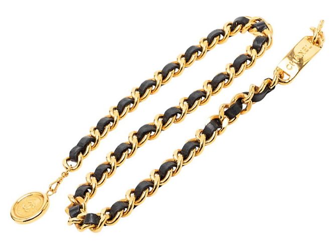 Cinturón de Cadena Coco Mark 31 Rue Cambon de Chanel Negro Dorado