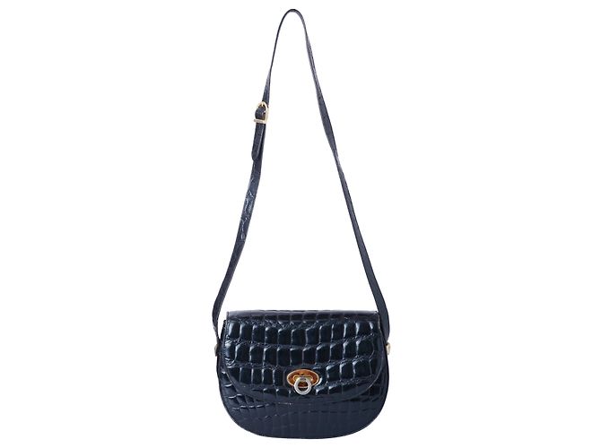 Autre Marque Borsa a tracolla in pelle di coccodrillo nera Collection Privée Nero
