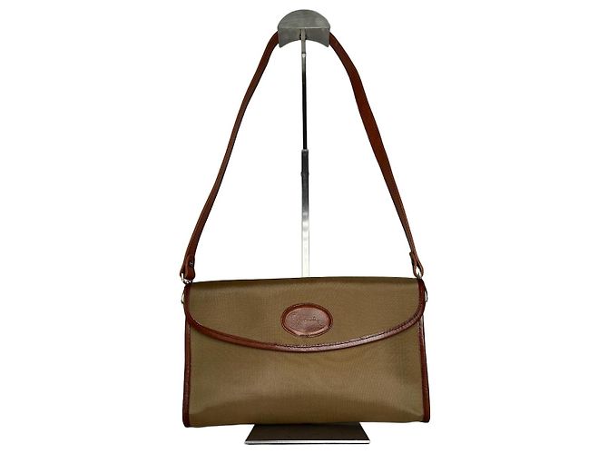 Vintage Givenchy Leather / Canvas Shoulder Bag Camel / Brown