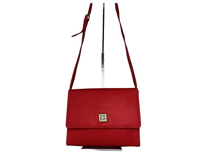 Vintage Givenchy Leather Canvas Multiway Bag Red