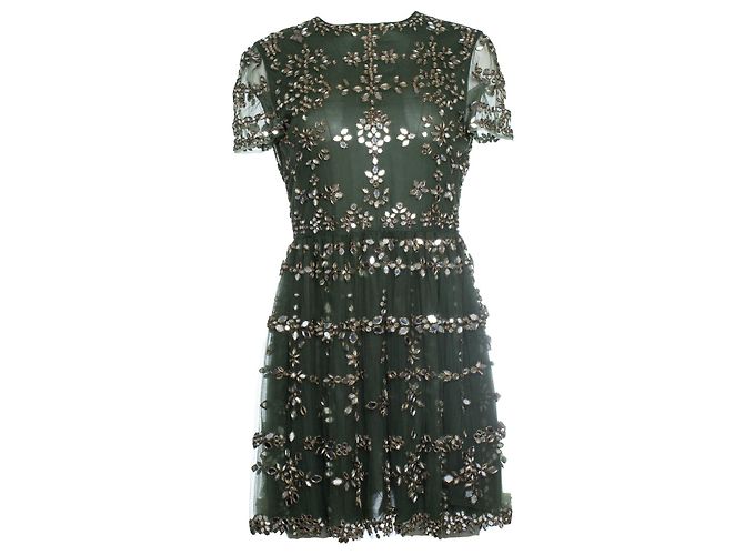 Valentino, verziertes Tüllkleid in Grün