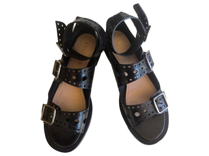 Dior Black Leather Sandals