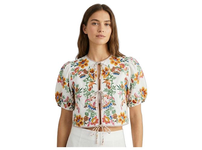 Farm Rio Blusa Delicata Foresta Sciarpe Bianca