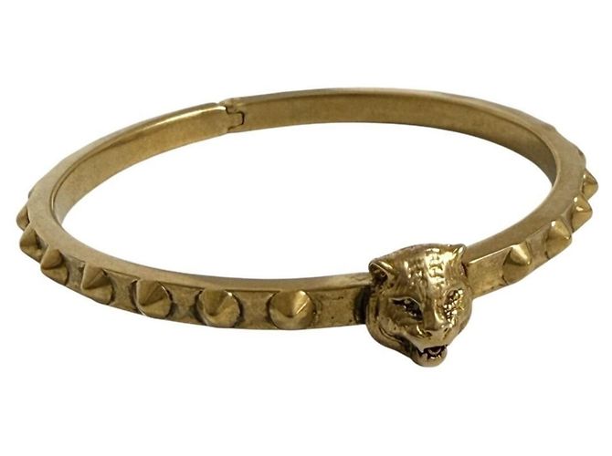 Pulseira Cabeça de Gato Gucci Dourado