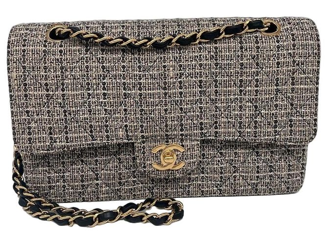 Borsa classica Chanel (Timeless) in tweed Beige