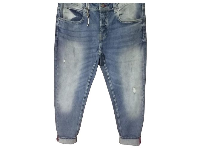 Autre Marque Jeans da uomo DOOA in denim blu con strappi
