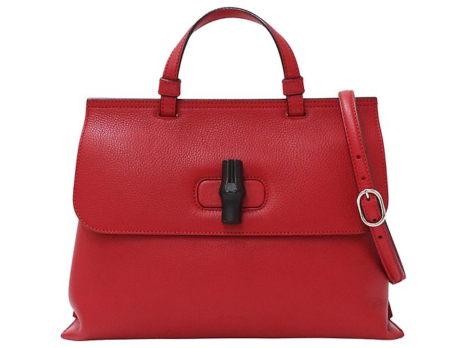 Gucci Bamboo Lederhandtasche Rot