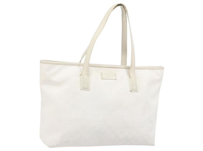 GUCCI GG Implementation Tote Bag aus PVC in Weiß und Silber 211137 Auth 174563