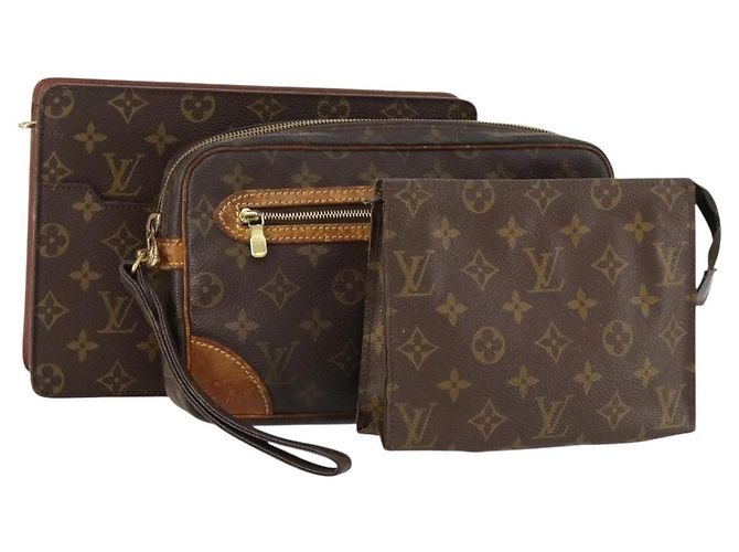 LOUIS VUITTON Borsa Clutch Monogram 3 Set LV Auth am10971 Monogramma