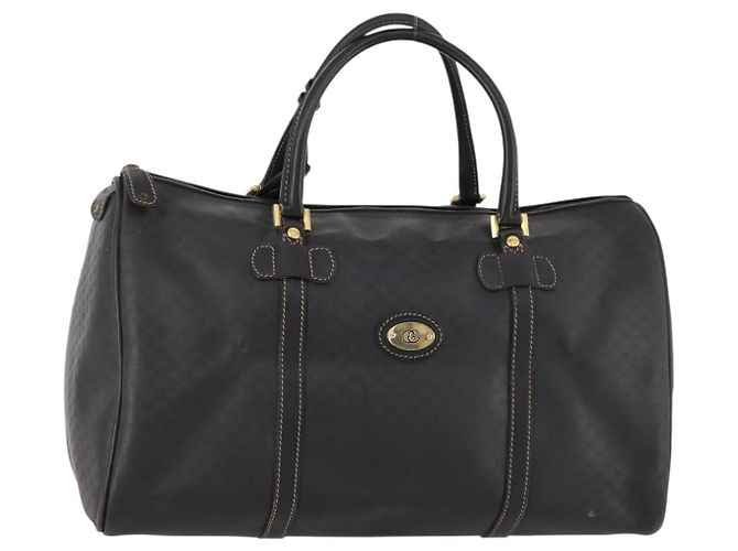 Borsa Boston Micro GG Canvas Gucci Nera Oro Auth 174104 Nero D'oro