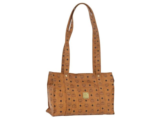 Bolso Tote Vicetos Logogram MCM de cuero PVC marrón y dorado Auth 166783 Castaño