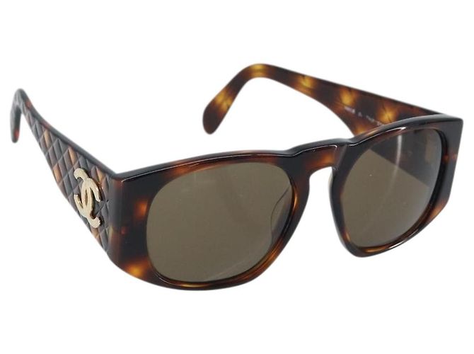 Gafas de sol CHANEL COCO de plástico marrón 01450 91235 CC Auth BA11839 Castaño