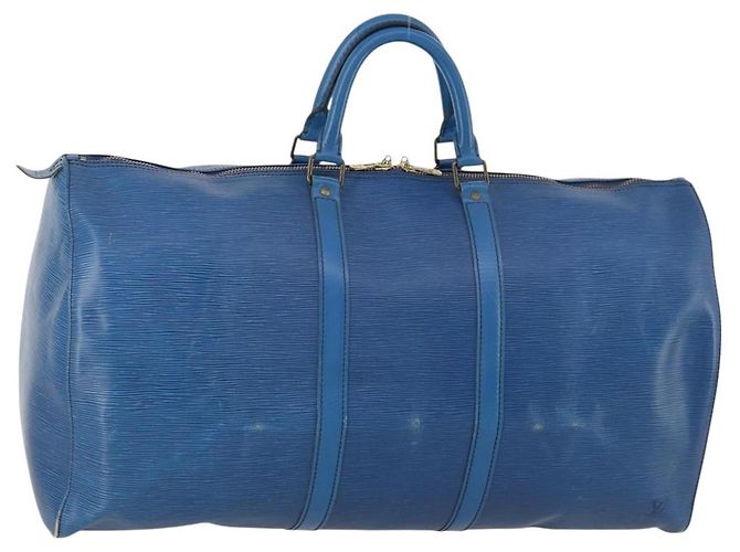 LOUIS VUITTON Epi Keepall 55 Bolsa Boston Azul Toledo M42955 LV Auth BA11448