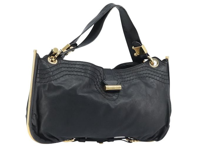 Borsa a Spalla in Pelle Nera e Oro Jimmy Choo Auth YKZ210 Nero D'oro