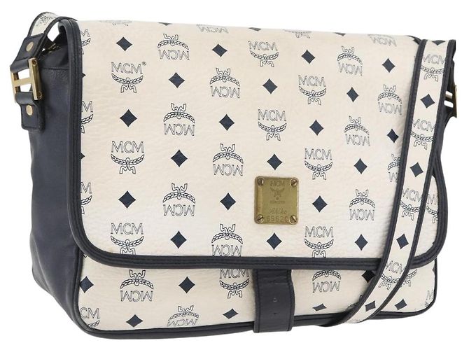Borsa a spalla MCM Vicetos Logogram in pelle PVC bianca e oro Auth ka3568 Bianco D'oro