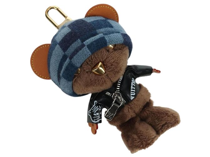 LOUIS VUITTON Charm de bolsa Bear em couro marrom M03206 LV Auth YKZ811SAM