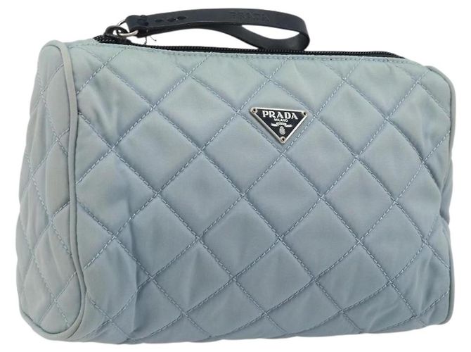 Prada Tasche Nylon Hellblau Silber Auth BAZ116A