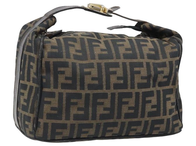 FENDI Zucca Canvas Handtasche Schwarz Gold Auth bs34151 Golden