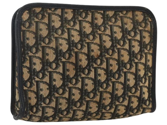Christian Dior Trotter Canvas Tasche Navy Silber Auth bs34339