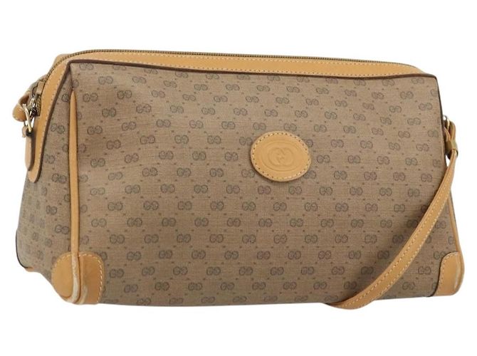 Gucci Borsa a Spalla Micro GG Supreme PVC Beige Oro Auth ka3521 D'oro